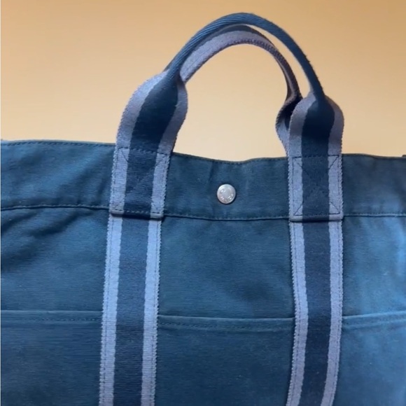 Auth Large Hermes Canvas Tote Bag - Picture 5 of 15